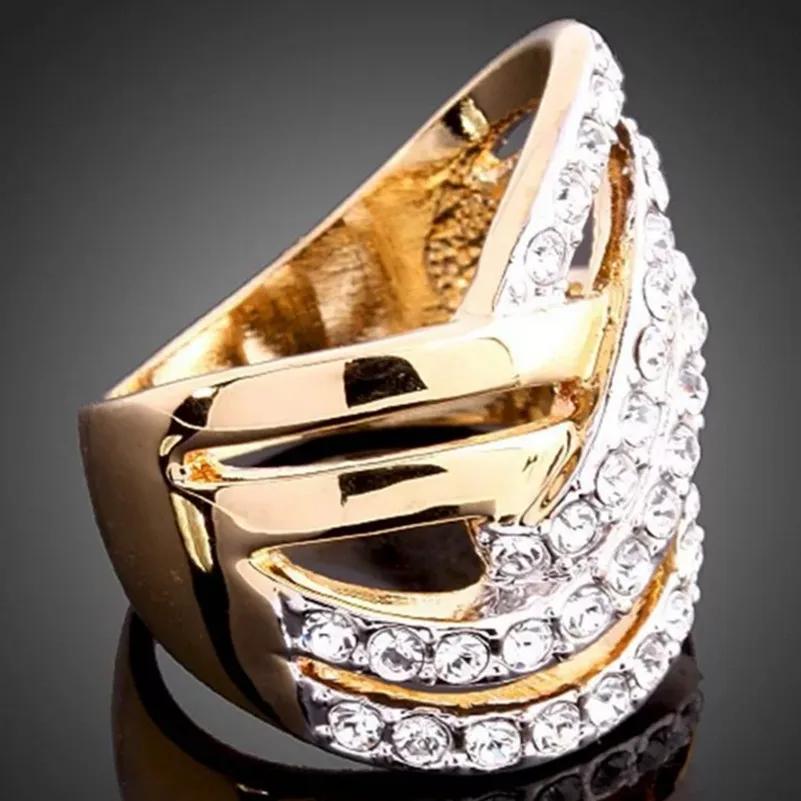Beiver модные Кристальные кольца высокого качества золотого цвета ювелирные изделия оптом женские обручальные кольца обручальные аксессуары