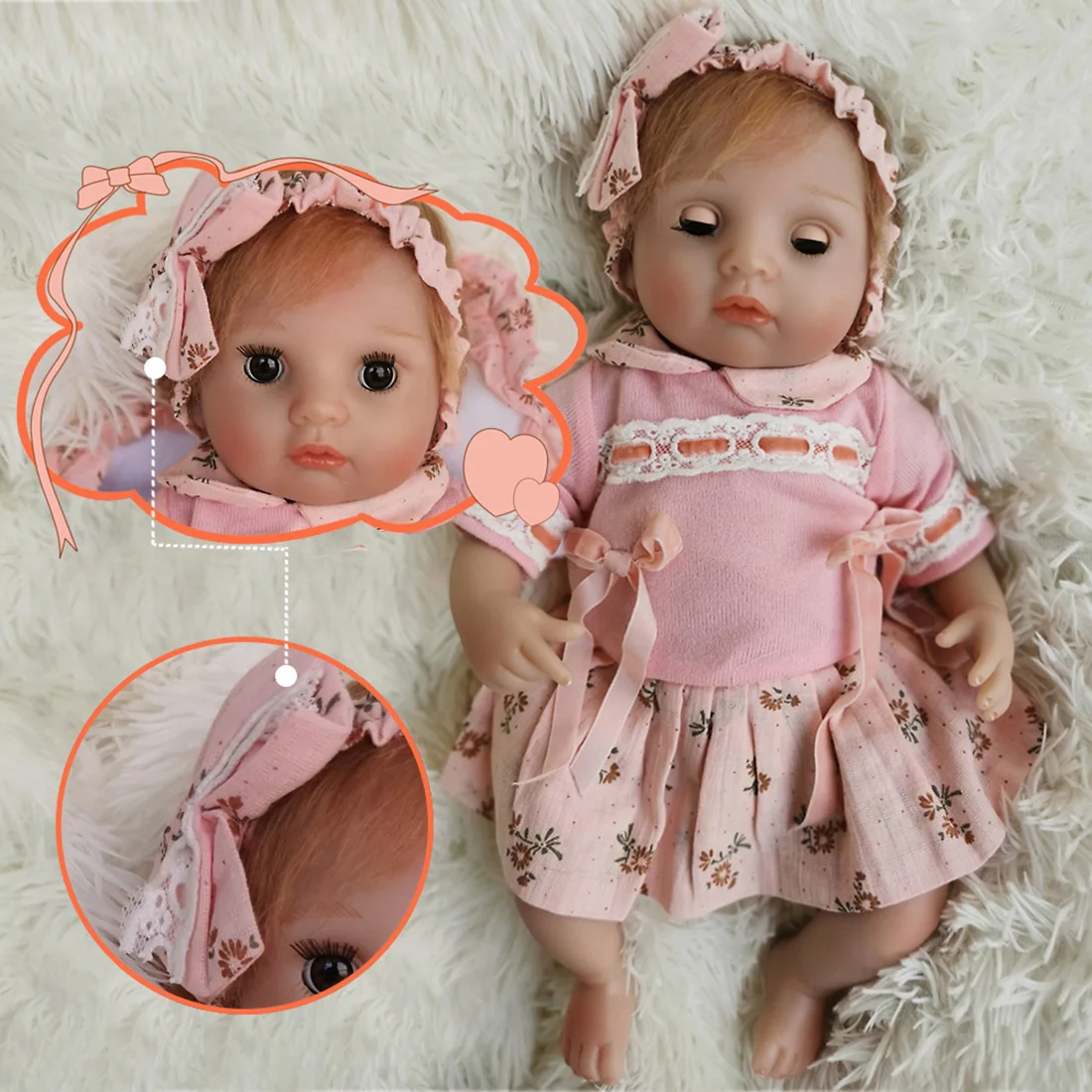 

16 Inches SDK Series Cute Reborn Baby Doll Set Best Gift Collection - SDK Cloth Body Doll (Clothing As Shown, Eyes Movable)