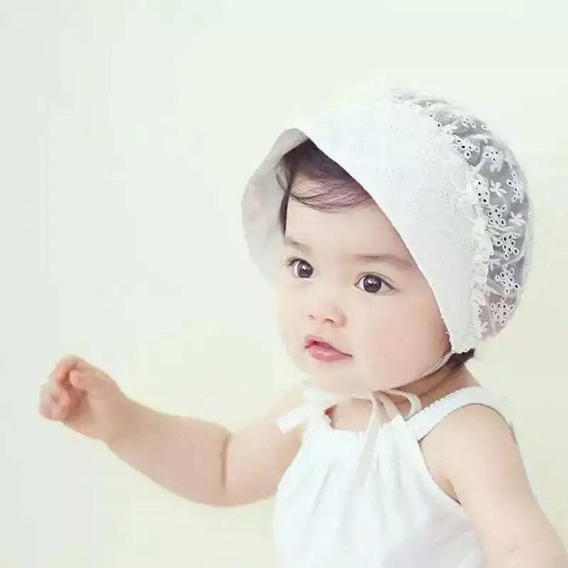 

2020 New Spring Summer Thin Section Lace Cool Baby Princess Hat Infant Bay Hat Palace Style Cute with Holes Lace Sun-resistant