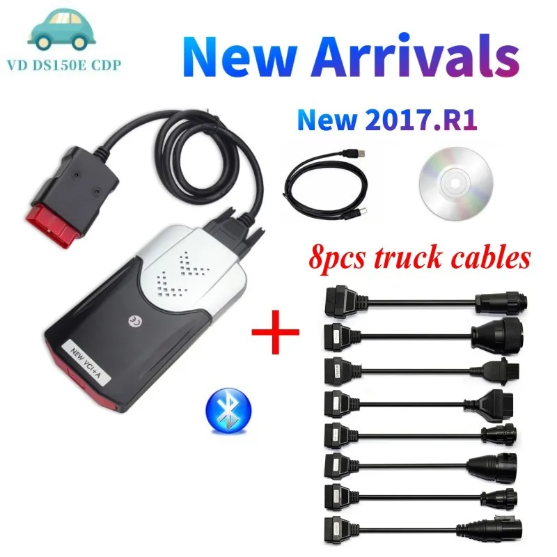 Новинка 2017R1 лучший vd ds150e cdp с Bluetooth 2016R0 keygen для delphis obd2 сканер автомобиля грузовик
