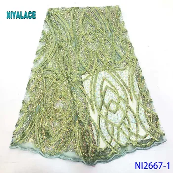 

African Lace Fabric 2019 High Quality Lace African Tulle Lace Fabric French Sequins Lace Fabric Women Wedding Dress YANI2667-1