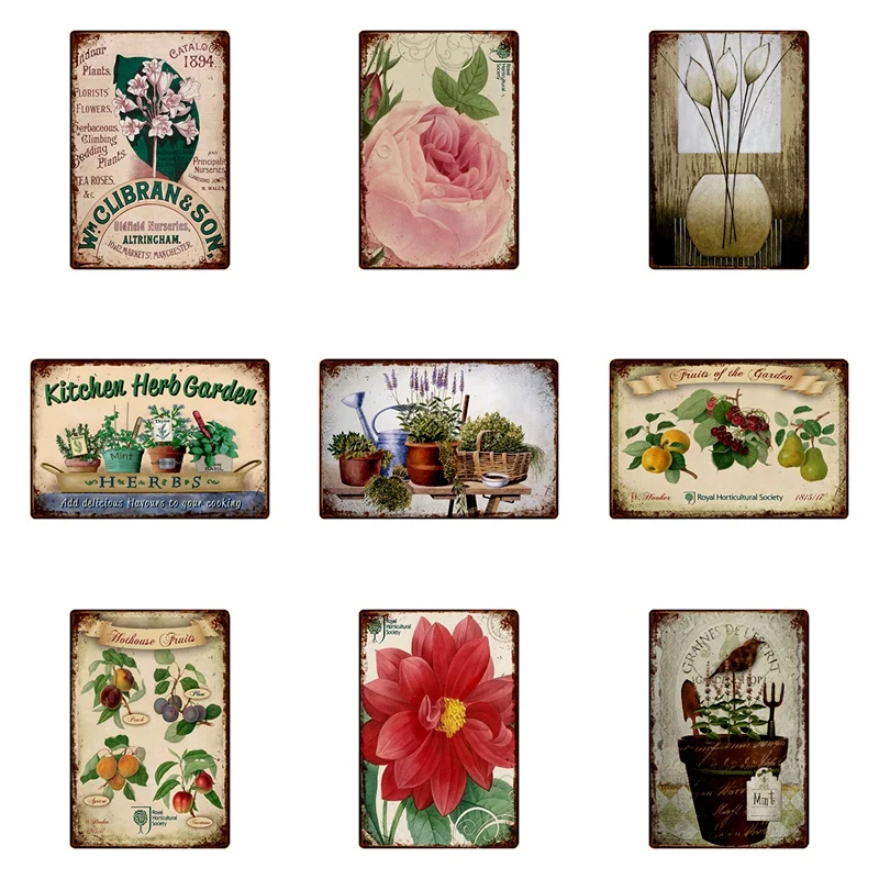 

[ DecorMan ] Flowers Metal TIN SIGN Custom wholesale Painting Club Decor LTA-1896