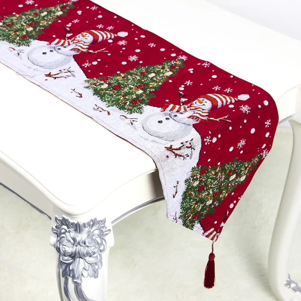 Натальная хлопковая Рождественская скатерть с принтом, рождественские украшения для дома, новогодний декор, рождественские украшения Noel Navidad - Цвет: style1- B-snowman