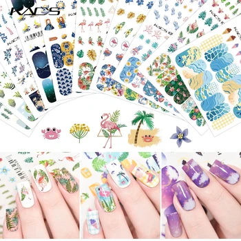 

KADS 10 Designs Large Size Nail Stickers Flower Flamingo Geometric Pattern Nail Art Water Transfer Decals Nail Wraps Decoration