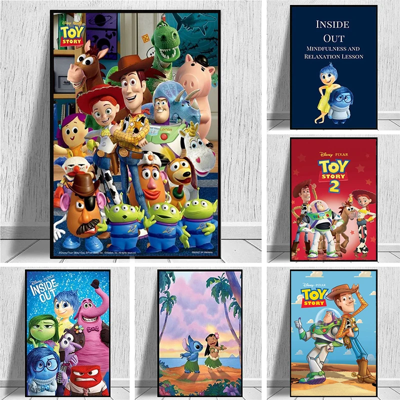 Disney Animation Inside Out Canvas Painting Toy Story Prints and Posters Wall Art Pictures for Kids Room Decoration Home Decor | Дом и сад