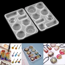 1Pcs 8Size Diamond Gem Round Oval Hexagon Silicone Casting Mold For DIY Resin UV Epoxy Resin Craft Jewelry Making Pendants Tools