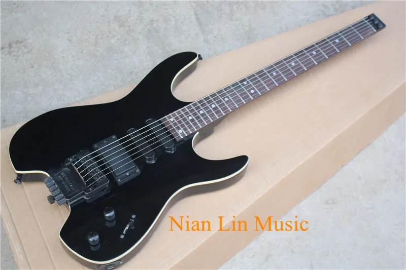

6-String Electric Guitar,24 Frets with Rosewood Fingerboard,No Headstock,Black Color Body,can be Customized