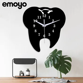 

Creative Acrylic Tooth Wall Clock Hall Office Clinic Dentist Custom Wall Watch Mechanism Quartz Silent Clocks Klok Decor SC067