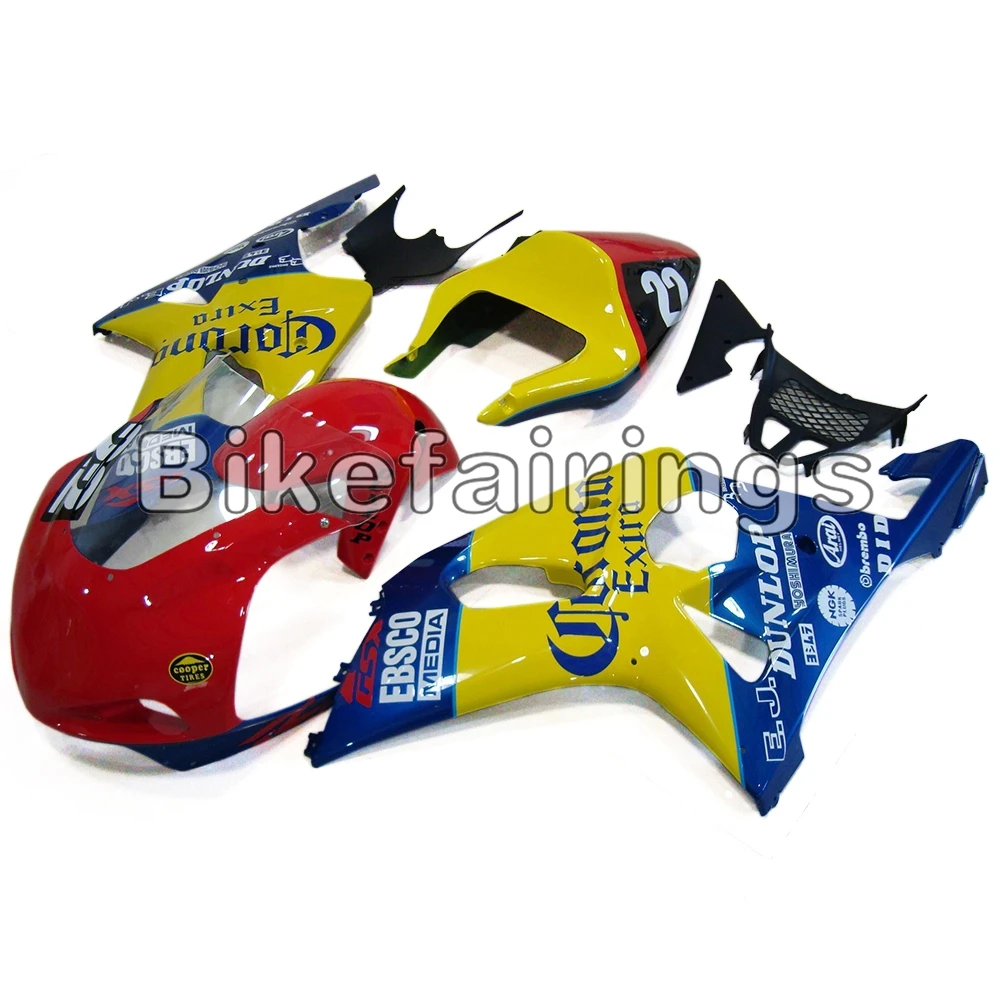 Гонок желтый синий и красный ABS Обтекатели для Suzuki GSXR1000 K1 или K2 2000 2001 2002 двигатель велосипед Корпус впрыска панелей