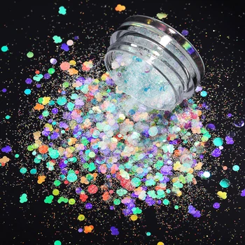

1 Box Holographics Colorful Nail Powder Irregular Sequins Butterfly Flake Nail Art Decorations Chrome Pigment Decor