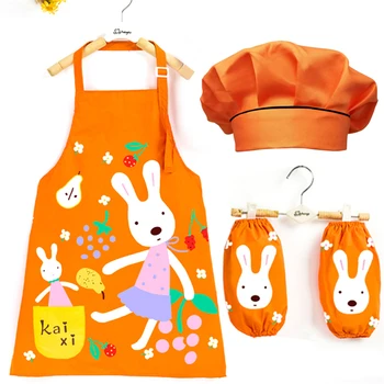5Color Baby Girls Chef Uniform Cook Baking Drawing Painting Waterproof Clothing for Boys Apron sleeve