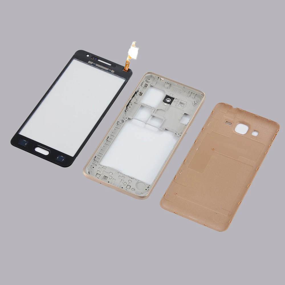 Для samsung Galaxy Grand Prime G530 G530H G530F G5308 сенсорный экран дигитайзер Передняя стеклянная панель средняя рамка крышка аккумулятора