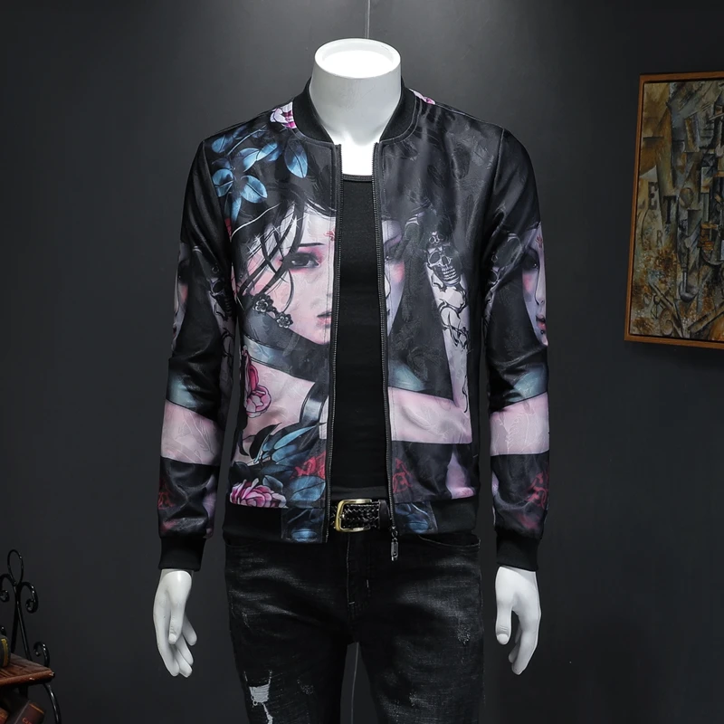 2019 autumn outfit new personality beauty pattern jacket men male qiantang 3029 - JK1917 P95 false mould | Мужская одежда