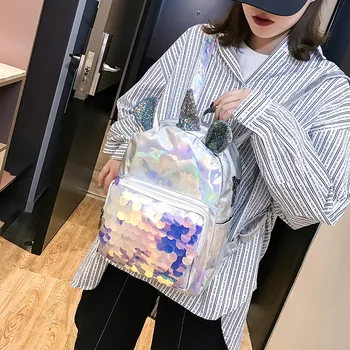 

Kids Unicorn Sequin Backpack Women Laser PU Leather Scale Bags Teenagers Student Young Girls Schoolbags