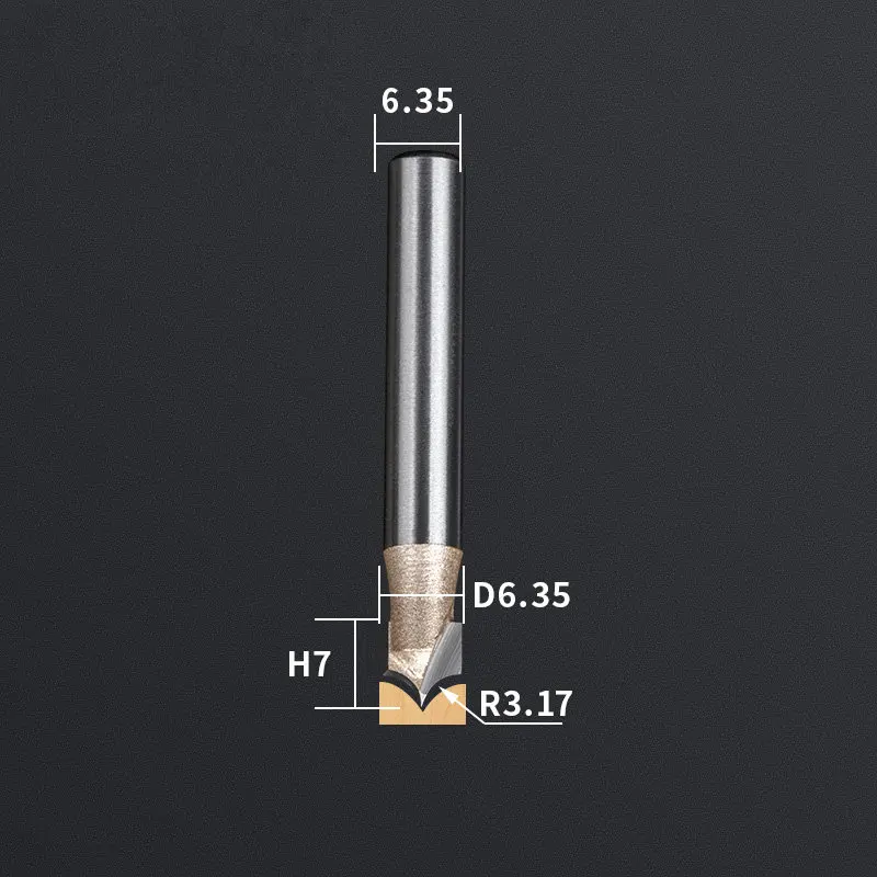 1 шт.-6,35 мм и 12,7 мм хвостовик, твердый карбид cnc деревообрабатывающий вставной маршрутизатор бит, 3D Тонкий носик фрезерный станок - Длина режущей кромки: JZD6.35x6.35