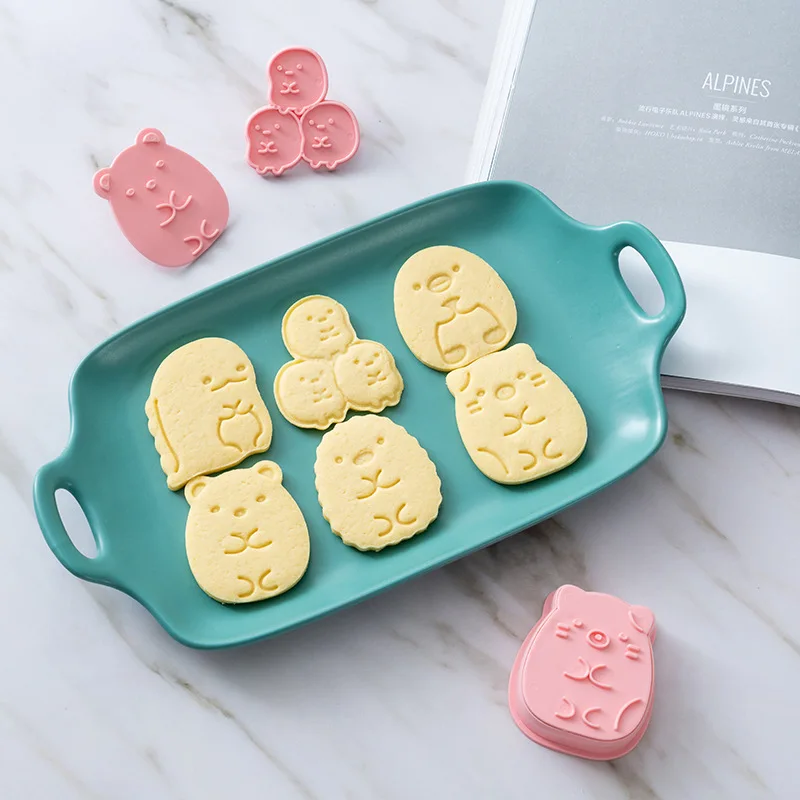 6Pcs/set Cookie Cutters Fondant Cutter Plastic Corner Bio Shape Cookie Mold DIY Fondant Pastry Decorating Baking Cooking Tools