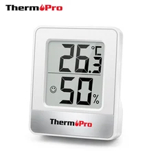 Метеостанция ThermoPro TP49, цифровой мини-гигрометр, комнатный термометр, измеритель влажности и температуры, черный и белый цвета Метеостанция ThermoPro TP49, цифровой мини-гигрометр, комнатный термометр, измеритель влажности и температуры, черный и белый цвета