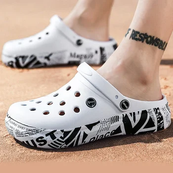 

Hollow breathable sandals for men beach shoes lightweight white designer letter man sandals