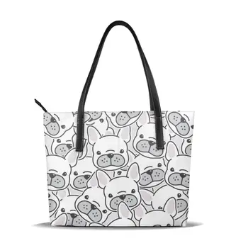 

OLN Tote Bag French Bulldog Puppy Face Dog Head Women's Leather Handbags Female Bag Fashion Lady Shoulder Bags Classic Handbag