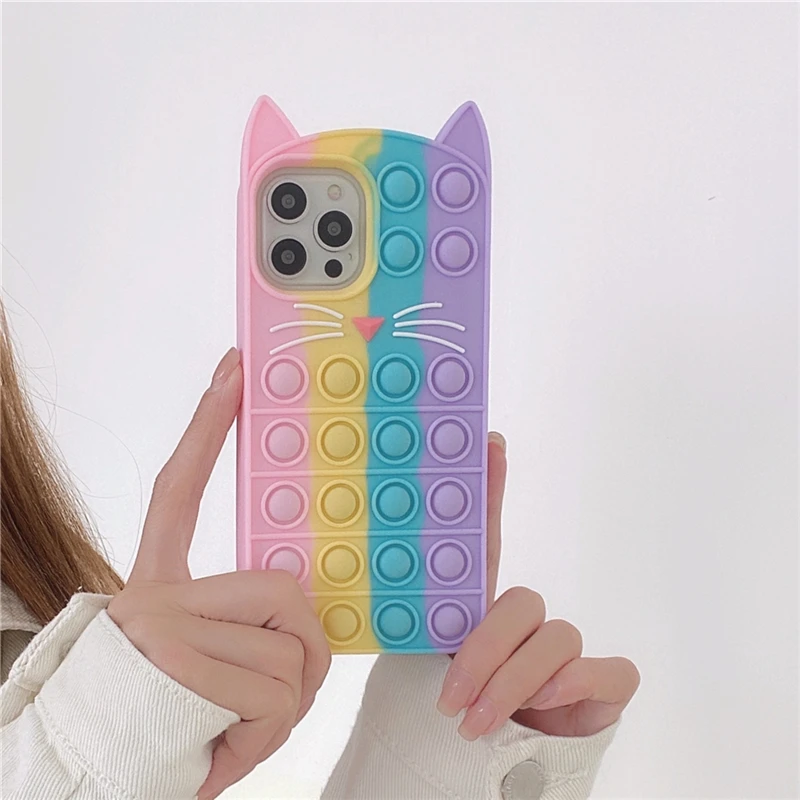Pop Bubble Fidget Toys Case For Samsung Galaxy A51 A31 A32 A42 A12 A50 A30s J7 Prime M12 M21 M31 M42 F12 F41 Soft Silicone Cover samsung cute phone cover
