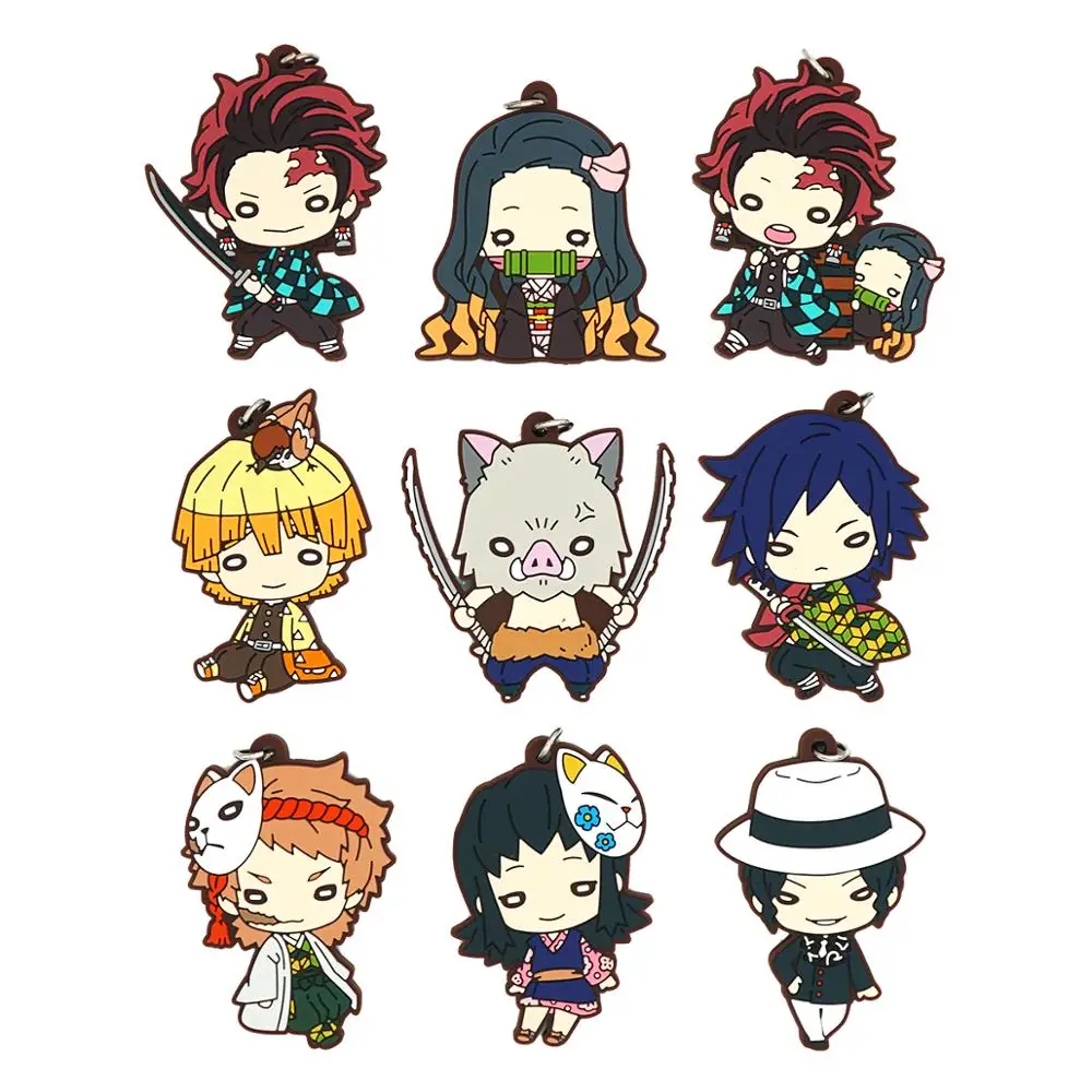 Резиновый брелок для ключей аниме Kamado Tanjirou Nezuko Agatsuma Zenitsu Kibutsuji Muzan рассекающий