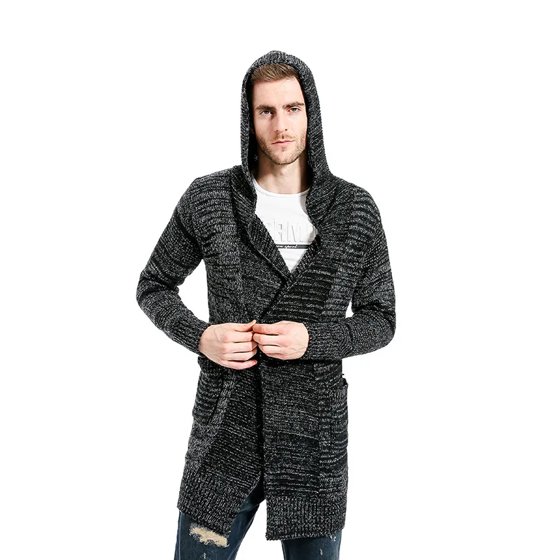 Hombre пальто куртка Тренч для мужчин ветровка Masculino шапки ветрозащитный плащ Мужская одежда осенняя однотонная MOOWNUC - Цвет: Black