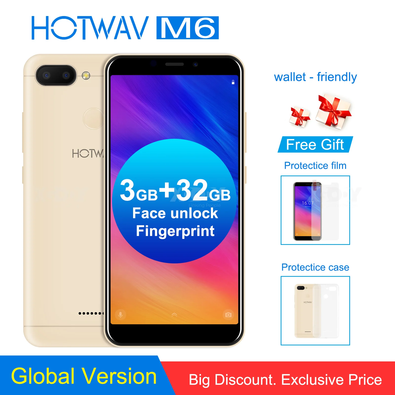 XGODY Hotwav M6 5 ''Android 9 0 18:9 MT6739 3 ГБ 32 смартфон отпечаток пальца лица ID полный экран 13MP