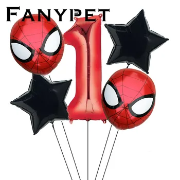 

5pcs/lot Avengers Spiderman Foil Balloons Red Number Party Inflatable Head Balloon Birthday Party Decoration Kids Toys Globos