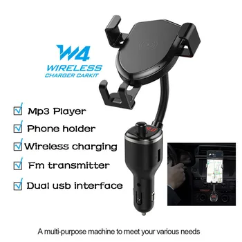 

2020 New Universal Phone WIreless Car Mount Cup Holder With Mp3 player Fm Transmitter Wireless Charging Bracket For Any Car #Ger