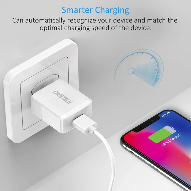 Choetech Usb Зарядное устройство 5V 2A дорожное настенное зарядное Зарядное устройство адаптер для телефона, планшета, защищенному перегреву Single-Порты и разъёмы зарядная головка