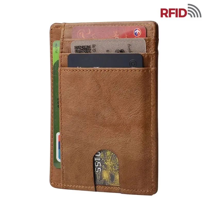 Slim RFID Blocking Leather Wallet Minimalist Credit Card Money Purse Holder Unisex Fashion Bag Holds up to 12 Cards leather wallet wallet card holder card holder coin purse credit card holder credit card wallet card wallet coin purse wallet