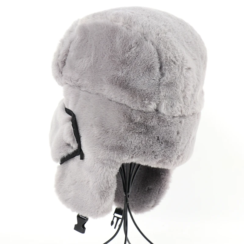 Winter Hat Fashion Hat Fur Hat Earflap Hat Faux Fur Hat CAMOLAND Winter Thermal Faux Rabbit Fur Bomber Hats Women Men Soviet Army Military Badge Russia Face Neck Earflap Snow