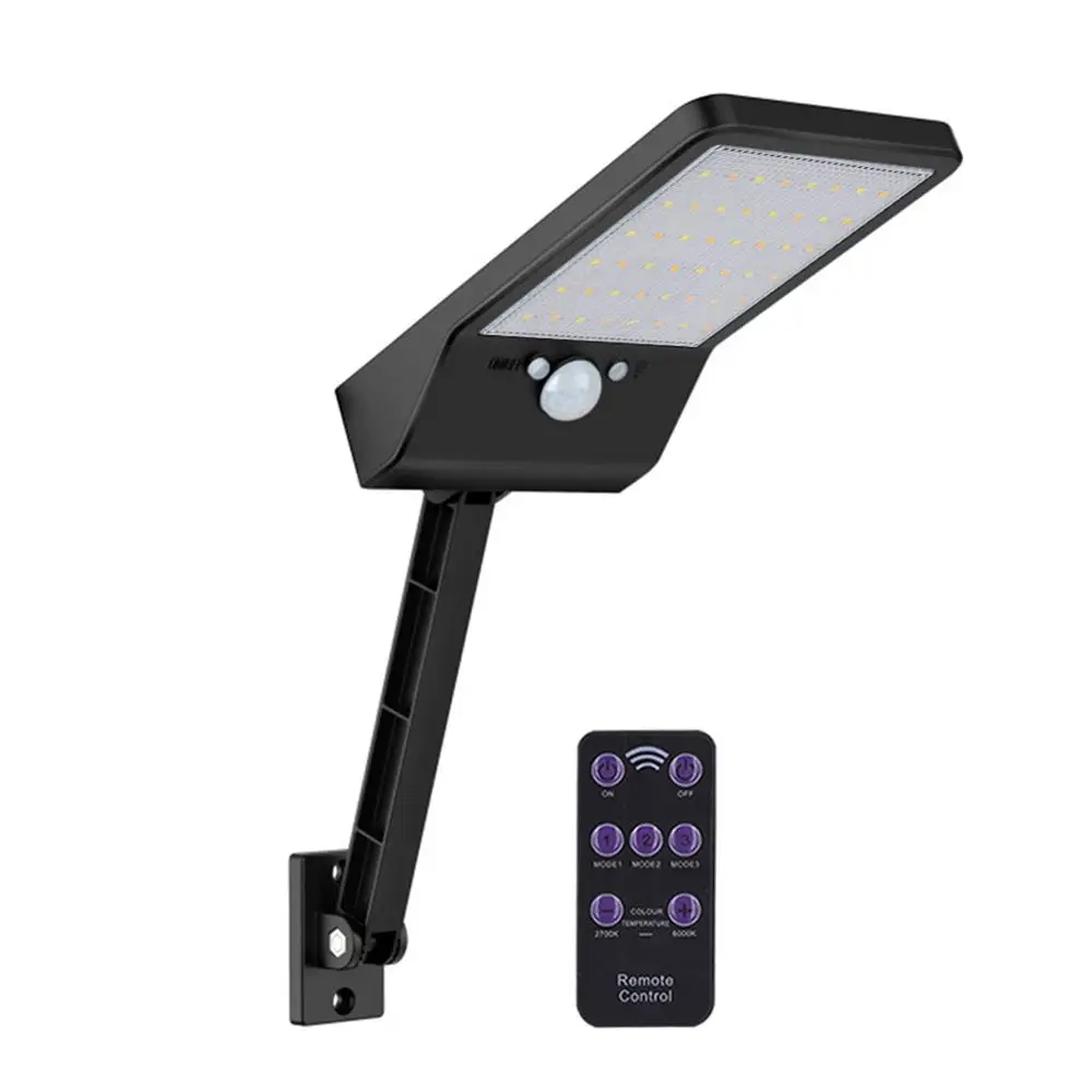 1000LM Remote Control Upgraded 48LEDs 60LEDs Solar Light PIR Motion Sensor IP65 Outdoor Solar Wall Street Light Waterproof Lamp - Испускаемый цвет: 48LEDs Double CCT