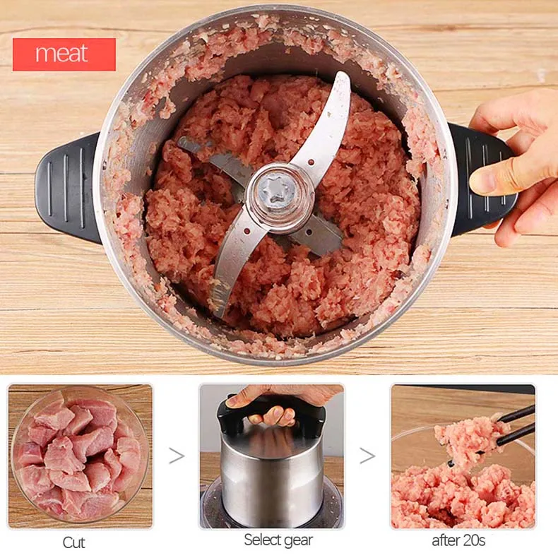 Промышленная Мясорубка 6L электрическая мясорубка из нержавеющей стали автоматическая машина для измельчения мяса высококачественный