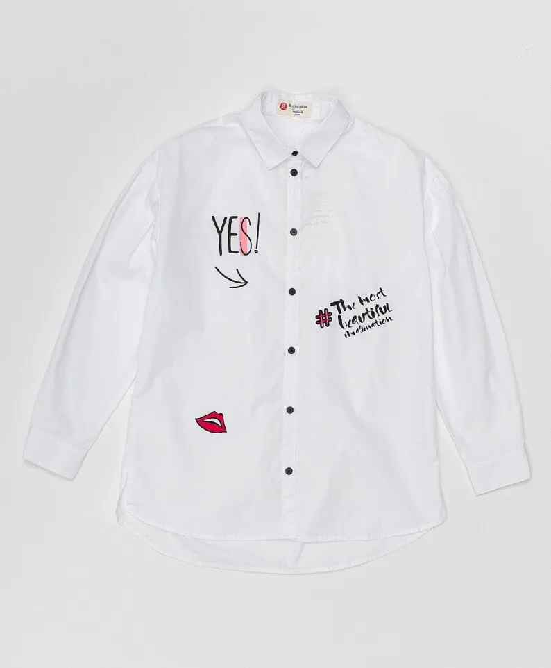 Белая блузка для девочек Button Blue | Мать и ребенок