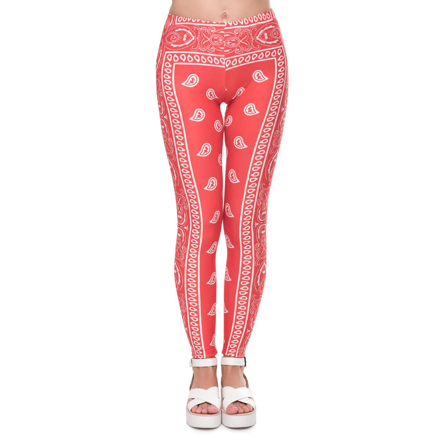 Plaid stripe European-American printed nine minute pants high-waisted sport large size leggings for women