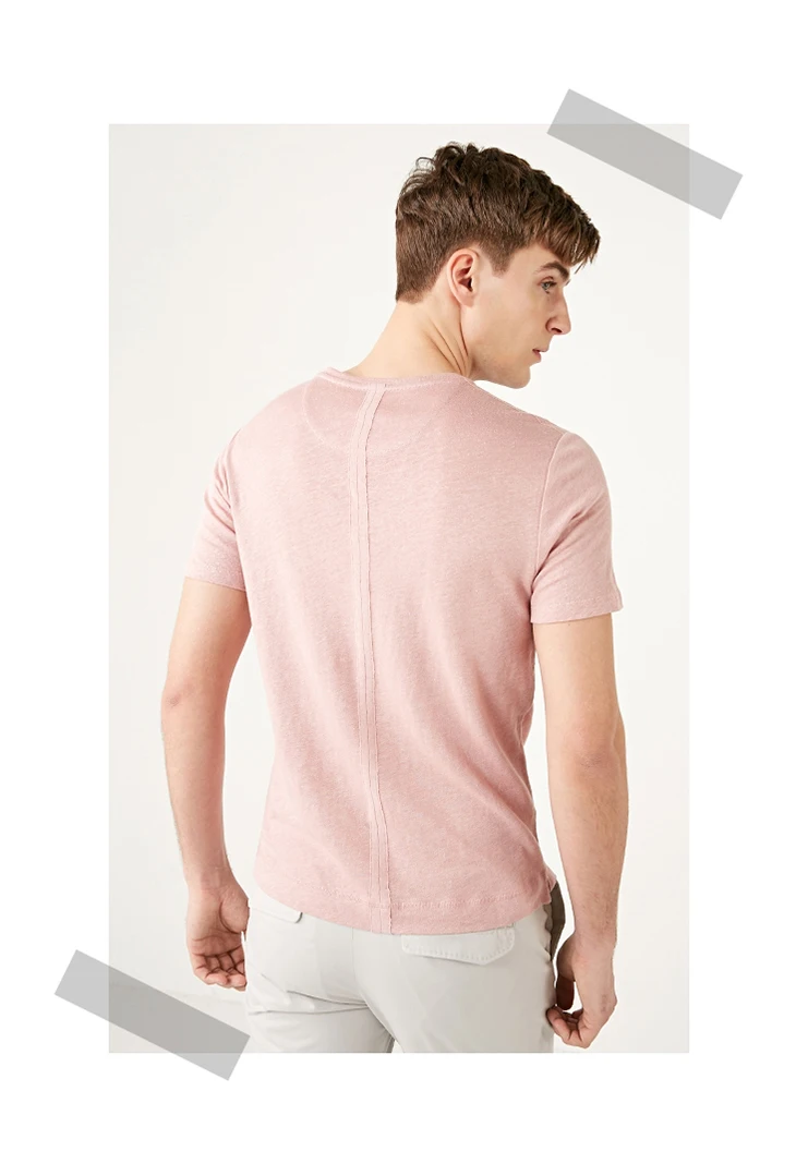 Отборная мужская летняя льняная Однотонная футболка с короткими рукавами S | 419201598