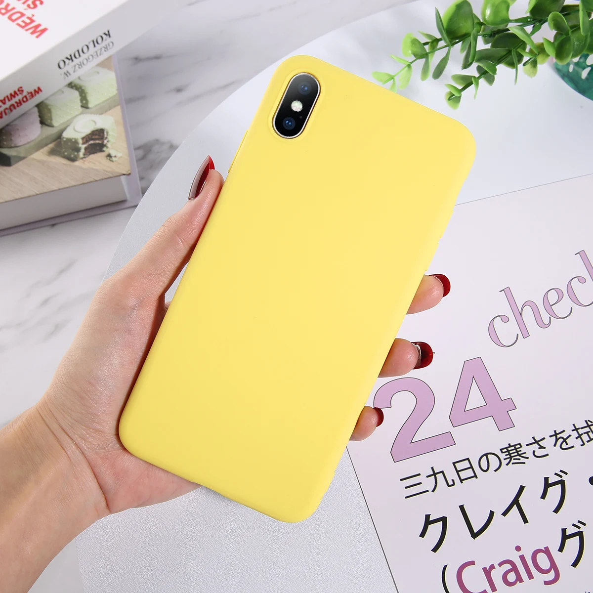 Чехол для телефона Lovebay ярких цветов для iPhone XS Max XR XS X 8 Plus простой силиконовый чехол для iPhone 6 6S 7 Plus Мягкий чехол из ТПУ - Цвет: Цвет: желтый