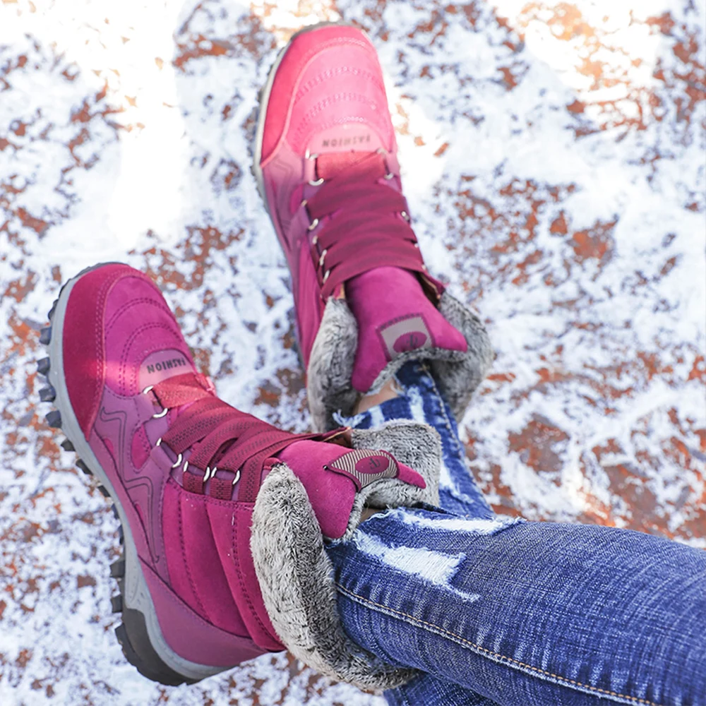 Новинка; зимние сапоги до середины икры; женская зимняя уличная теплая плюшевая обувь; модные высокие Нескользящие кроссовки высокого качества; D30