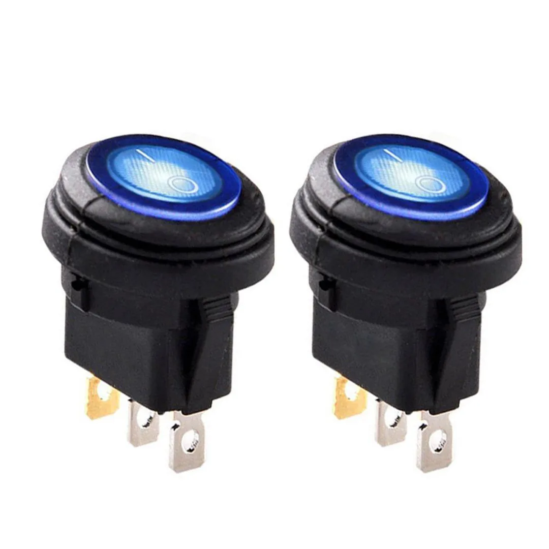 2 шт. DC12V 20A SPST вкл./ВЫКЛ. Кулисный переключатель с круглым синим светодиодным 3