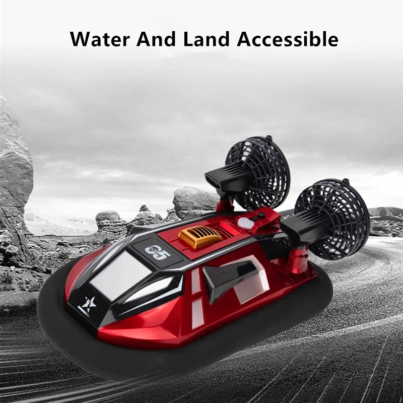 Amphibous Dual Motor RC Boat Toys 2.4G Over Distance Prompt Cooling Device Backward Function Wireless Remote Control Hovercraft 5