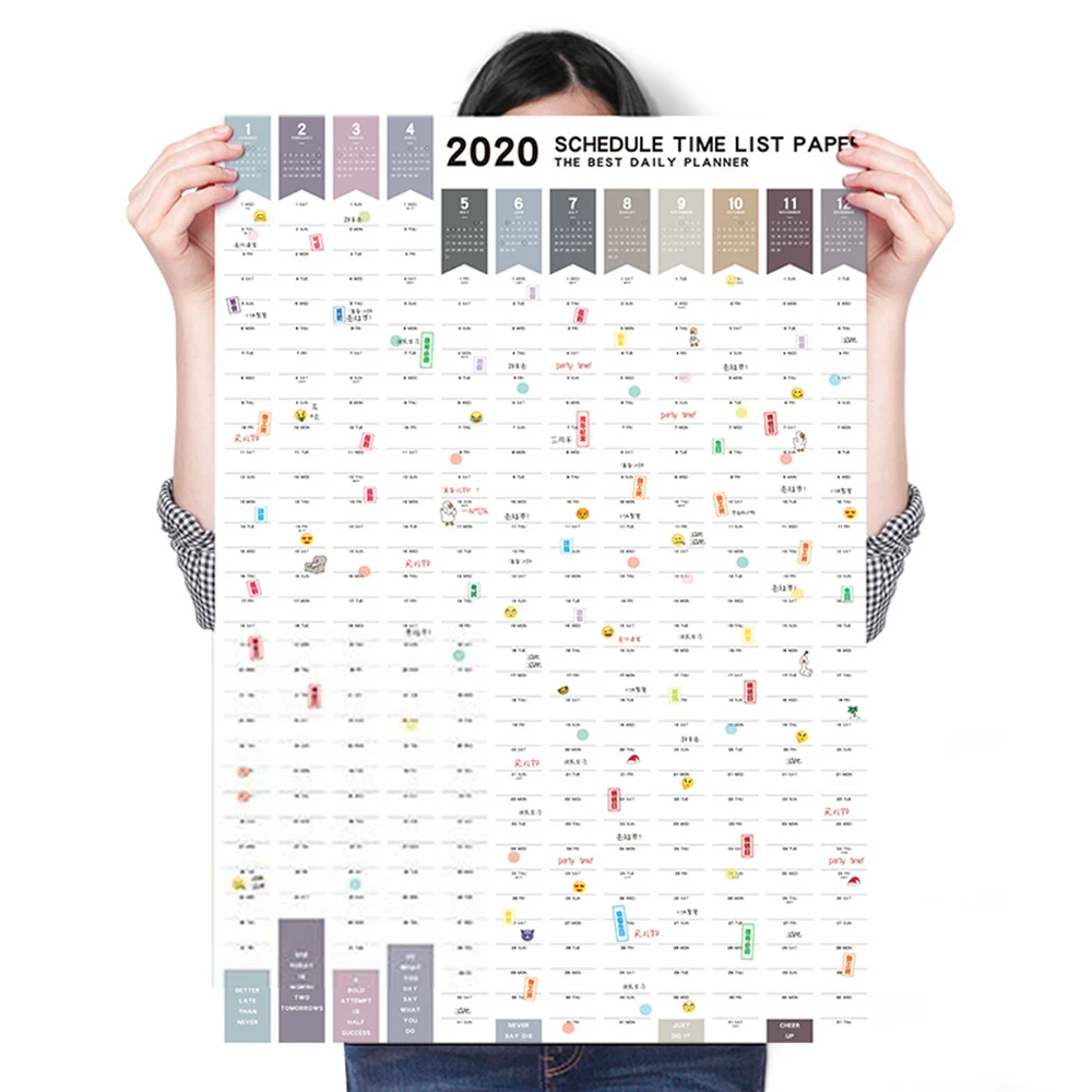 

1PC Agenda 2020 Year Planner 365days Paper Wall Calendar Daily Planner Paper Schedule Study To Do List School Supplies