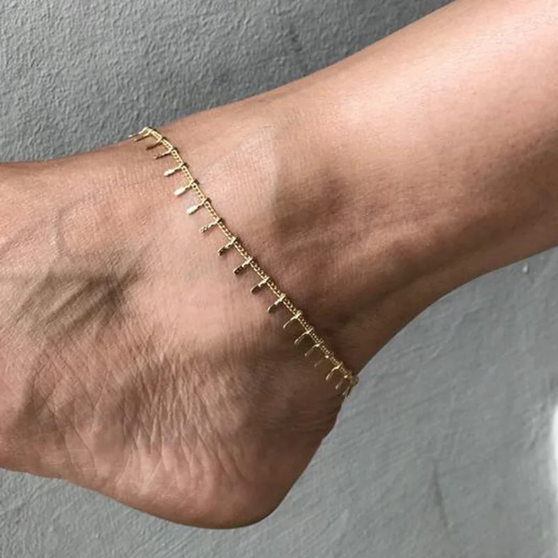 Simple Embossed Tassel Ankle Chain 2020 Fashion Summer Beach Foot Jewelry Anklets for Women Gold Silver Color Anklet Simple Simple Embossed Tassel Ankle Chain 2020 Fashion Summer Beach Foot Jewelry Anklets for Women Gold Silver Color Anklet Simple
