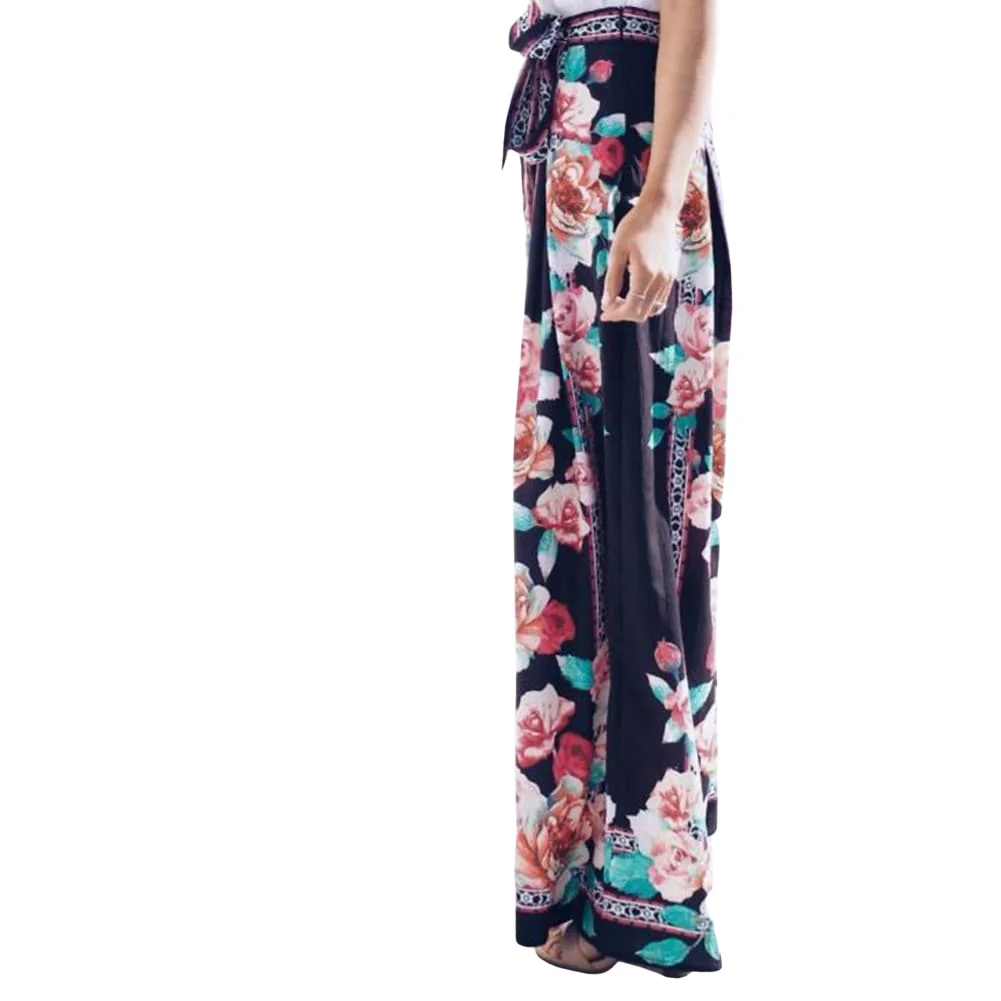 Female Trousers Women? s Floral Print High Waist Loose Pants Straight-Leg Pants ( S/M/L/XL)