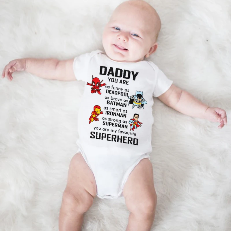 Daddy You Are My Favorite, детские комбинезоны с героями мультфильмов для новорожденных, боди с короткими рукавами, боди для маленьких мальчиков и девочек, комбинезоны, одежда