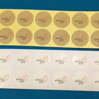 

3X3cm Handmade With Love Series Round Shaped Self-Adhesive Paper Label Stickers Baggage Soap Boxes Sealing Stickers 500PCS/Lot