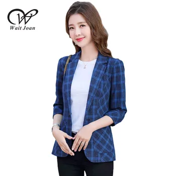 

Plaid print blazer women New spring summer elegant casual suit office ladies Single button Blazer suits Plus size Blazer women's