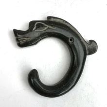 

YIZHU CULTUER ART Collection Old Chinese Hongshan Culture Black Magnet Jade Carving Dragon Pendant Decoration