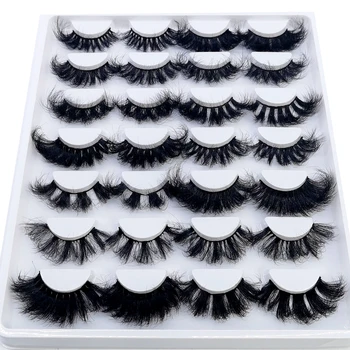 푹신한 3D 밍크 속눈썹, 길고 두꺼운 천연 인조 속눈썹, 도매 속눈썹, 벤더 메이크업 밍크 속눈썹, 5-14 쌍, 10-25mm