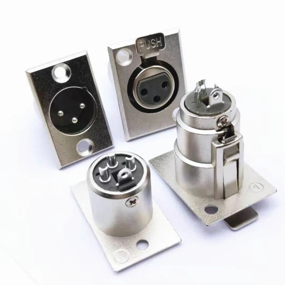 

2Pcs 3 Pin Male/Female Metal XLR Speaker Panel Mount Socket Connector Socket Panel Mount Chassis Mic Jack Audio Connector